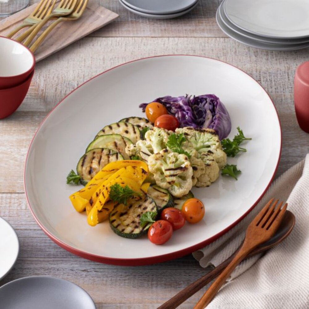 Noritake Colorwave Raspberry 16" Oval Serving Platter - Picture 3 of 4